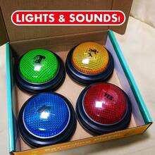 4个宠物训练录音按钮套装 - 30秒录音和播放，教你的狗狗说话，也适用于猫咪和幼犬 - 语音按钮套装（红、蓝、绿、黄）（每个按钮需要2节AA电池，电池不包含在内） - 彩色 - 查看 5