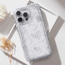 Funda para teléfono con diseño de corazones grises y elementos de amor, compatible con iPhone 16, 15, 14 Pro Max, 13, 12, 11, XR y XS Plus. Fabricada en silicona TPU, ofrece protección contra golpes y caídas, además de una excelente sensación al tacto. Es el regalo ideal para familiares, amigos y seres queridos. - transparente - Ver 5