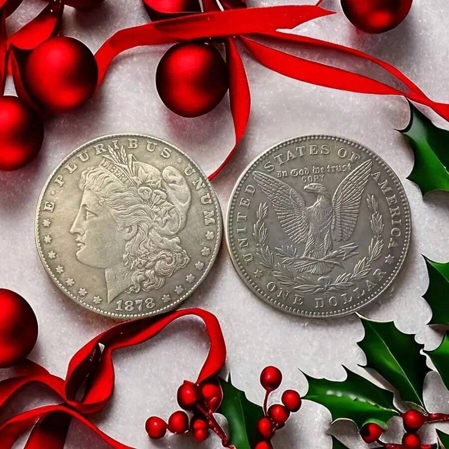 European And American Fashion Creative Metal Coin Replica Morgan Coin Ancient Coin Challenge Coin Decision Coin 1878 Birthday Gift Small Ornament Toy Gift 1 Package - 銅色 - 查看 1