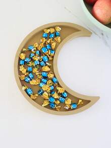 1pc - Ramadan Wood Tray Moon Wooden Star Tableware Eid Mubarak Party Serving Tableware For Breakfast Dinner Dessert Pastry Display Holder Decoration Ornament