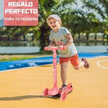 Scooters para Niños, Scooter Patinete de 3 Ruedas con Luz LED y Altura Ajustable,Patín del Diablo, Scooter Juguete Infantil para Niños y Niñas de 3 a 10 Años,Regalo de Navidad y Cumpleaños - Rosa - Ver 8