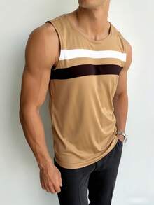 GRDR 1pc Men's Summer Casual Crew Neck Sleeveless Tank Top - Yellow - View 2