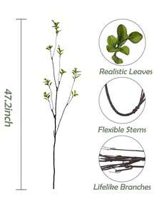 1支人造榕树枝，仿真桉树枝，47.2英寸仿真绿植枝，触感逼真，适用于办公室、家居、婚礼等场合的花瓶填充装饰 - 彩色 - 查看 13