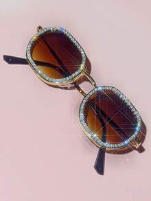 1 pieza Gafas de moda para mujer con diseño geométrico de lujo con diamantes y estampado de cielo estrellado, estilo bohemio retro elegante y sexy para fiestas y decoración de bodas, personalizada - Multicolor - Ver 9