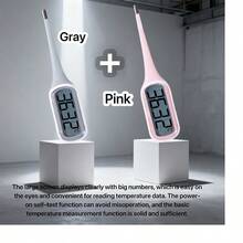 家用大屏幕高精度电子体温计，柔软探头可用于腋下和口腔，并具有背光功能。
