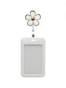 1pc Retractable Badge Reel With Flower Design, Durable ID Card Holder, English Lettering, Other Material, With Ideal Gift For Nurses, Ladies, Colleagues - one-size - View 8