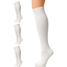 Women's Cotton Knee High Socks, Long Tube Dress Socks | Soft, Lightweight & Stretchy | Shoe Size: 5-8/8-11, 3 Pairs,36065489 - 白色 - 查看 1
