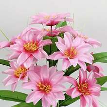 1束12枝莲花仿真花，布艺仿真花卉装饰，适用于阳台、露台、客厅、卧室、婚礼、订婚、家居装饰、各种房间类型、情人节等场合，无需容器，无需电池 - 彩色 - 查看 18