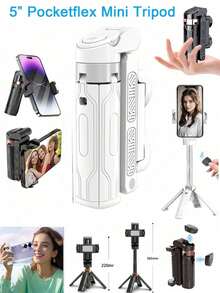 YAIUZGOO Mini 3-In-1 Phone Tripod, Extendable Handle, Detachable Remote, Pocket-Sized, Essential For Travel Photography, Aluminum Alloy, 360° Flexible Rotation, Selfie Stick Tripod, One-Button Operation - Multicolor - View 12