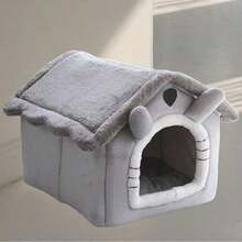 1件装宠物别墅，宠物屋，毛绒猫狗床，室内/室外两用加热垫，半封闭式猫床，宠物安全，秋季猫帐篷，保暖狗床，猫床，狗屋，四季宠物床，猫别墅，小型犬，博美犬床 - 圣诞礼物，兔子床，灰色长耳兔床，可拆卸可水洗，狗屋，猫屋 - 多色 - 查看 12