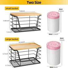 ALOCEO 2 Pack Storage Stackable Kitchen Laundry Organizers With Bamboo Top, Large Trash Bag Holder And Small Garbage Bag Dispenser For Countertop Organization - ColorE - View 2