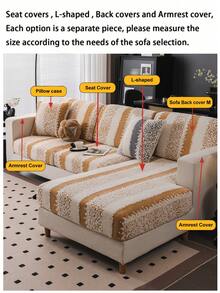 1 tấm bọc ghế sofa mùa đông co giãn bằng vải nhung, đệm sofa lông cừu mùa thu/đông mới, đệm chống trượt bọc toàn bộ, vỏ bọc cho sofa 1/2/3/4 chỗ ngồi trong phòng khách - Màu Khaki - Xem 8