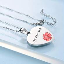Collar de alerta médica para mujer, collar de identificación médica de corazón, collar ajustable de acero inoxidable, colgante personalizado grabado - Dnr-h - Ver 6