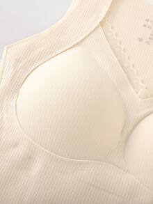 时尚简约纯色女士秋冬保暖背心性感蕾丝V领加热保暖内衣舒适无钢圈文胸无袖保暖背心吊带衫多功能打底衫上衣可外穿 - 白色 - 查看 5