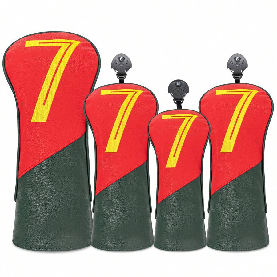 Digital 777 Pattern Golf Club Head Cover, Golf Accessories, Dustproof And Durable Material, Embroidery Design, Provides Best Protection For Your Golf - Multicolor - View 1
