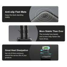 Dual Bay External Hard Drive Docking Station,USB 3.0 To SATA I/II/III For 2.5 Or 3.5in HDD,SSD With Offline Clone Function,Supports UASP SATA 5Gbps[ 2x16TB Support] - Black - View 6