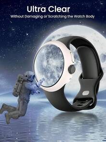 para Google Pixel Watch 4 45mm Funda Protectora de PC Duro con Protector de Pantalla de Vidrio Templado, Carga Amigable con la Funda -Negro - Blanco - Ver 6