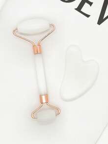 1/2pcs Gua Sha Facial Tools & Jade Roller Set, For Facial Gua Sha, Ice Rolling, Skincare, Gua Sha Board Set To Reduce Puffiness And Improve Wrinkles, Self-Care Gift (Pink) - Pink - View 8