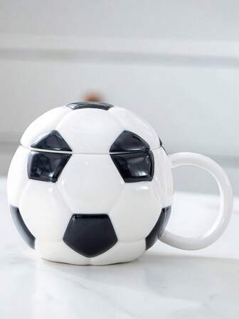 1pc Creative Football Ceramic Cup, Minimalist Decorative Water Mug, Suitable For Home Decor, Kitchen, Dining Room, Hotel. The Perfect Choice For Football Fans Collection, Also An Ideal Valentine's Day Gift Or Holiday Present For Boyfriend.