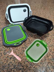 1 Set Efficient Prep Tool Foldable All-In-One Cutting Board With Colander Non-Slip Base For Washing Veggies & Fruits Multi-Function Kitchen Gadget