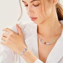 50/100 件硅胶大孔珠 - 各种裂纹亚克力隔珠，适用于 DIY 手链、项链、钥匙扣 - 耐用珠宝制作用品 - 彩色 - 查看 10