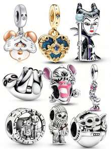 新款925纯银精美公主/卡通动物吊坠，适合女士DlY手链，生日派对时尚饰品