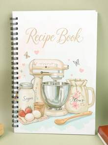 印花封面筆記本，附食譜書插圖與食材插圖，適合烹飪愛好者，烹飪計畫記錄，學校用品 - 彩色 - 查看 1