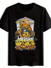 Camiseta de Manga Corta con Estampado Gráfico Negro para Hombre - Oso de Graffiti Audaz; Diseño de Arte Abstracto Camiseta casual de cuello redondo% poliéster para el verano. Playa. Viaje. Fechas; Festivales. Ropa de festival. Diseño Artístico. Tela duradera - Negro - Ver 1