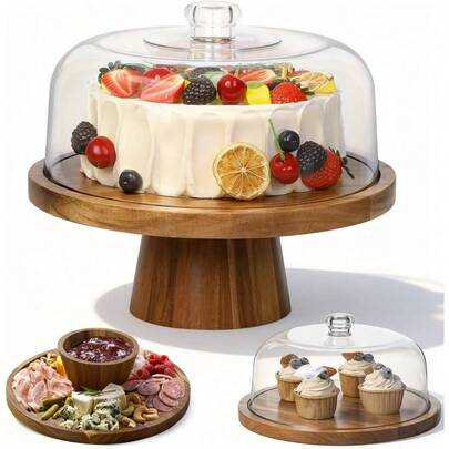 6 In 1 Base para Pasteles, Porta Pastel, 11 Inch Domo Pastelero, Soporte para Paste Para Tartas, Quesos, Patatas Fritas y Salsas, y Platos de Fruta Acrlico