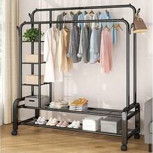 ハンガーラック 服かけスタンド シンプル キャスター付き(ブラック, 服ラック, 2段-2層, 幅150cm, 高さ154cm, 奥行58cm, 服、靴、ハット、コート、ネクタイ＆ベルト、タイ、傘、小物、展示会、店舗ディスプレイ) - A-多層ストレージ - チェックする 6