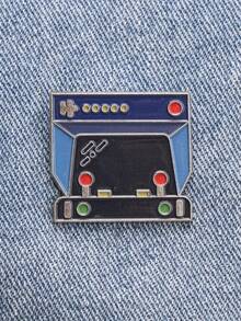 1/6pcs Retro Gamepad Shaped Brooch, Video Game Element Metal Badge Accessory, Gift For Friends - Multicolor - View 4