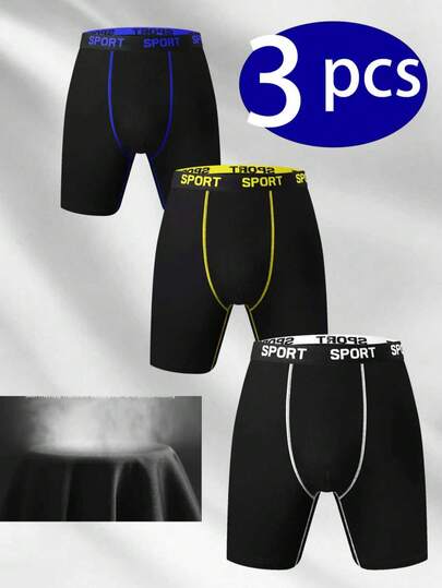3 Stücke Herren Sport Slips - "SPORT" Bund, Kontrastnaht, atmungsaktives Material, bequeme Sport Unterwäsche