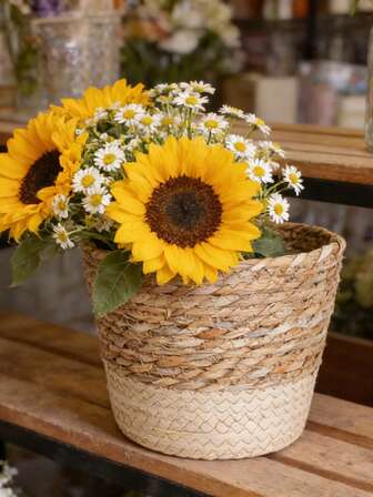 3 Packs Of New Nordic Woven Seagrass Plant Baskets, Lined With Waterproof Storage Baskets, Can Be Used As Indoor And Outdoor Flower Pots, Home Storage And Storage