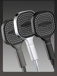 High-Pressure Square Handheld Shower Set (Shower Head/Hoses/Bracket), Minimalist Bathroom Shower Head, Featuring Strong Pressure Boost And High Water Flow, Suitable For Home Bathroom Showers And Hot Water Supply. - Multicolor - View 3