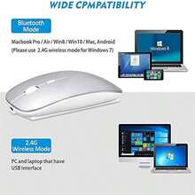 Bluetooth and 2.4GHz Wireless Optical Mouse for PC Laptop  Windows with 2400 dpi, Suitable for General Computer Use - Plata - Ver 4