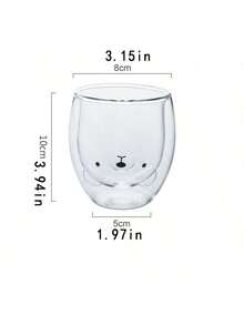 1个可爱小熊马克杯，双层中空玻璃浓缩咖啡杯，卡哇伊杯，咖啡杯，茶杯，拿铁牛奶杯，卡布奇诺，美式咖啡，茶，饮料，情人节 - 無色 - 查看 21