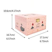 1个荧光粉黑天鹅纸质音乐盒 - 内置镜子和旋转芭蕾公主 - 多功能收纳，可存放珠宝、文具和玩具 - 卧室和客厅装饰及派对道具 - 适用于生日、婚礼、圣诞节和日常使用