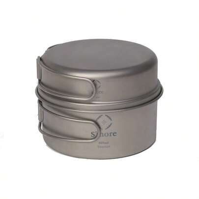 Titanio 2 en 1 Olla y Sarten con Mango Plegable Utensilios de Cocina Ultraligeros Ecologicos para Camping Picnic y Senderismo