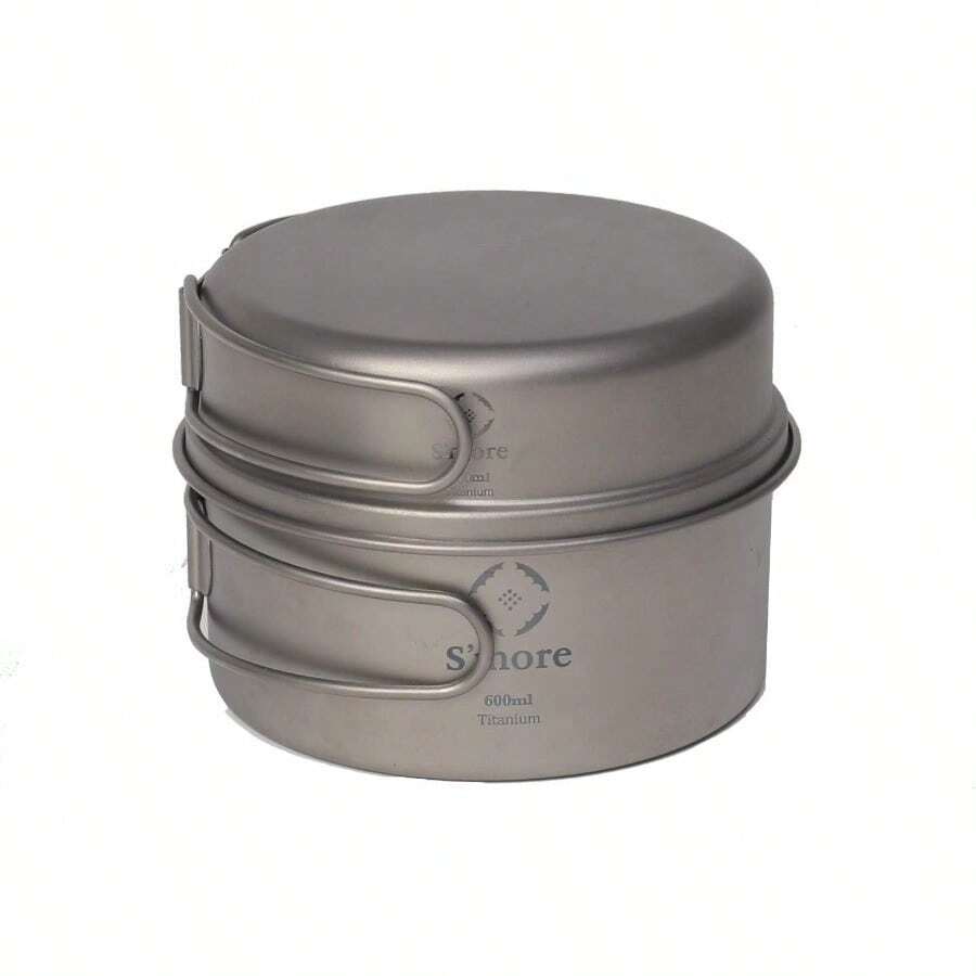 Titanio 2 en 1 Olla y Sarten con Mango Plegable Utensilios de Cocina Ultraligeros Ecologicos para Camping Picnic y Senderismo - Cepillar - Ver 1