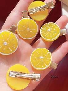 12个/套清新柠檬造型发夹，灵感源自柠檬，设计逼真。适合女孩和女士，散发甜美芬芳。轻盈材质，佩戴舒适。无论搭配甜美公主风还是休闲可爱风，都能增添俏皮魅力，让您成为众人瞩目的焦点。,发饰, 爪夹, 发夹, 发夹 - 彩色 - 查看 15