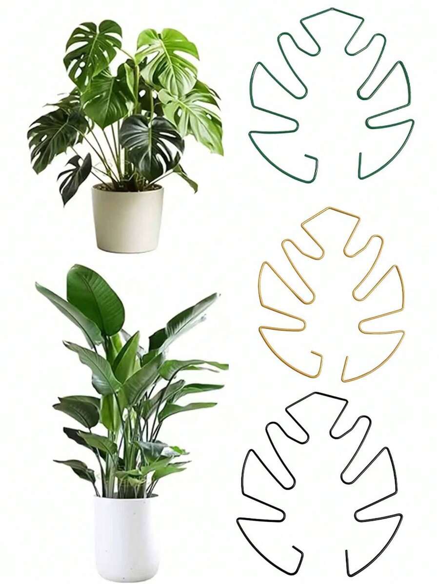 1个坚固的龟背竹制支撑架 - 金属攀援植物训练架，带竹制手柄，是植物健康生长和花园装饰的理想选择，植物架 | 攀援植物支撑架 | 金属稳定器