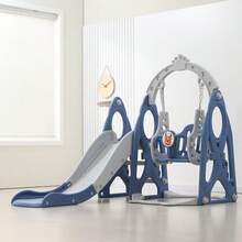 Tobogán Infantil Y Columpio Con Canasta De Baloncesto - Azul - Ver 8