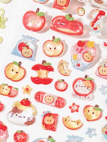 可爱卡通3D贴纸，学生奖励，节日礼物，柔软可爱DIY手机壳，笔记本贴纸，趣味贴纸，自粘设计，卡哇伊浮雕可爱设计贴纸