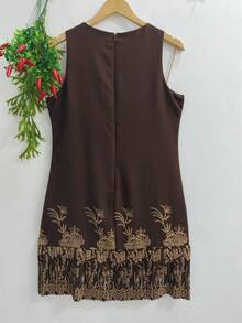 Plain  Dress With Faux Details - Brown - View 2