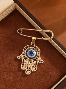 1pc Vintage Rhinestone Glass Devil's Eye/Tree Of Life/Palm Shaped Brooch Pin For Women, Suitable For All Seasons, Parties, Gifts, Work Wear - Brooch - View 5