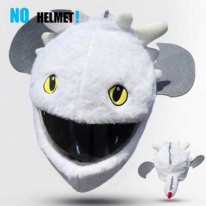 Motorcycle Full Face Helmet Cover Accessories, Cartoon Plush Design, Fits Motorcycle Helmets (Helmet Not Included)