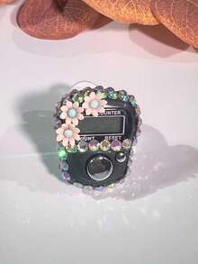 Handmade DIY Rhinestone Rosary Counter Watch, Lightweight & Portable, Cute Floral Decor Electronic Display Mantra Counter, Birthday/Ramadan/Valentine's Day Small Gift, Suitable For Religious Chanting Count During Ramadan, Daily Religious Practice, Ramadan Gift, Portable For Carrying