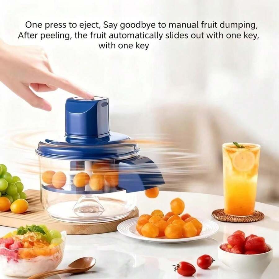 Ultra-Efficient Automatic Electric Fruit Peeler Machine | Portable USB Rechargeable Peeler For Grapes, Cherry Tomatoes, Garlic & Small Fruits | Rapid Skin Removal Tool For Kitchen, Salad Prep, Picnic & Commercial Use - Màu xanh lam - Xem 1