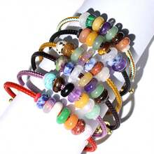 1 Set Bohemian Bracelet Natural Stone Crystal Agate Random Mixed Stone Big Hole Beads DIY Bracelet Set Suitable For Lady Holiday Gift Valentine's Day Gift Making - Large-hole Bead Bracelet - View 1