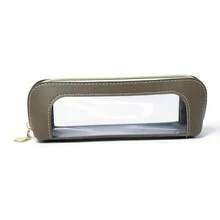 1/2pcs Portable Travel Makeup Bag, Makeup Brush Holder With Transparent Window And Zipper Closure, Suitable For Cosmetics, Skincare, Gym And Business Travel, Faux Leather